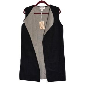 Oliver by Escio Women's Black Reversible Sleeveless Vest Cardigan Sweater S